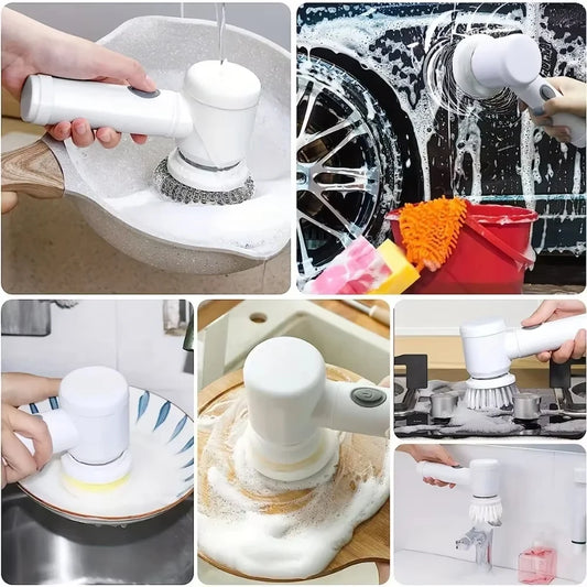 Electric Spin Scrubber With 5 Replaceable Brush Heads !