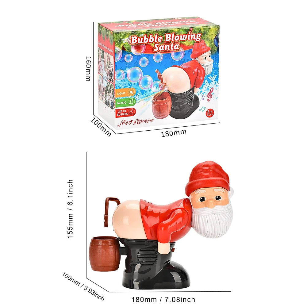 Christmas Funny Bubble Toy Santa Claus Bubble Machine Electric Santa Butt Bubble Blower With Music Lights Xmas Kids favors Gifts