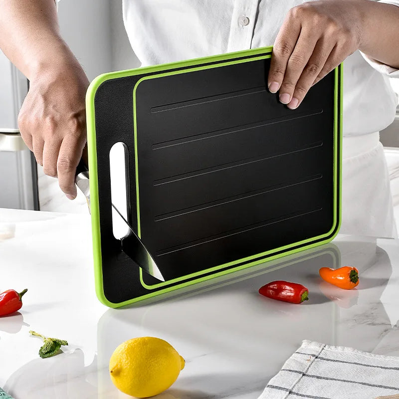 4 in 1 Chopping Board Blocks Double-side Cutting Board With Defrosting Thawing Function Kitchen Grinding With Knife Sharpener